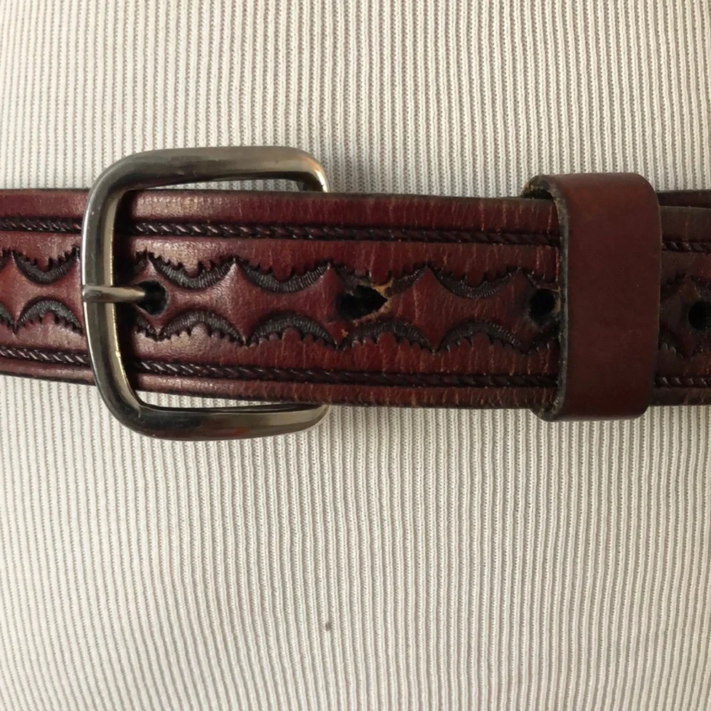Brown Embossed Leather Belt size XL